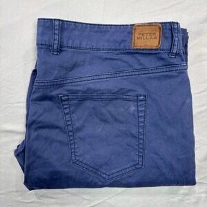Peter Millar Blue Chino Pants Men's 40x33 Flat Front Casual Comfort Stretch